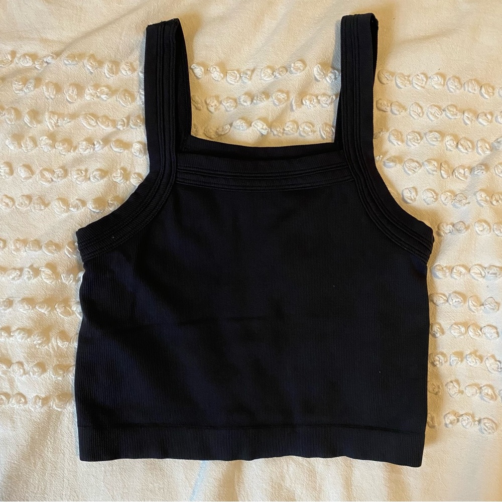 Urban Outfitters Black Fitted Crop Tank Top